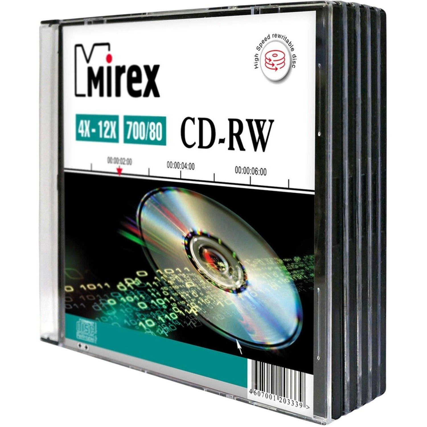 Носители информации CD-RW, 4x-12x, Mirex, Slim/5, UL121002A8F - фото 1