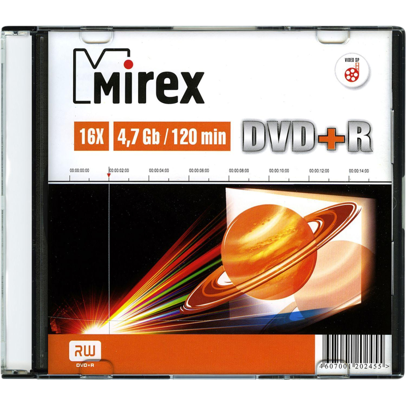 Носители информации DVD+R, 16x, Mirex, Slim/1, UL130013A1S - фото 1
