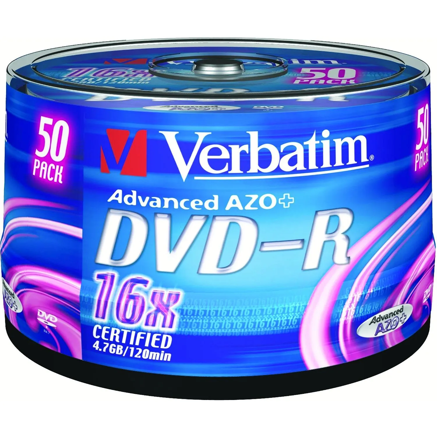 Носители информации DVD-R, 16x, Verbatim Azo Matt Silver, Cake/50, 43548 - фото 1