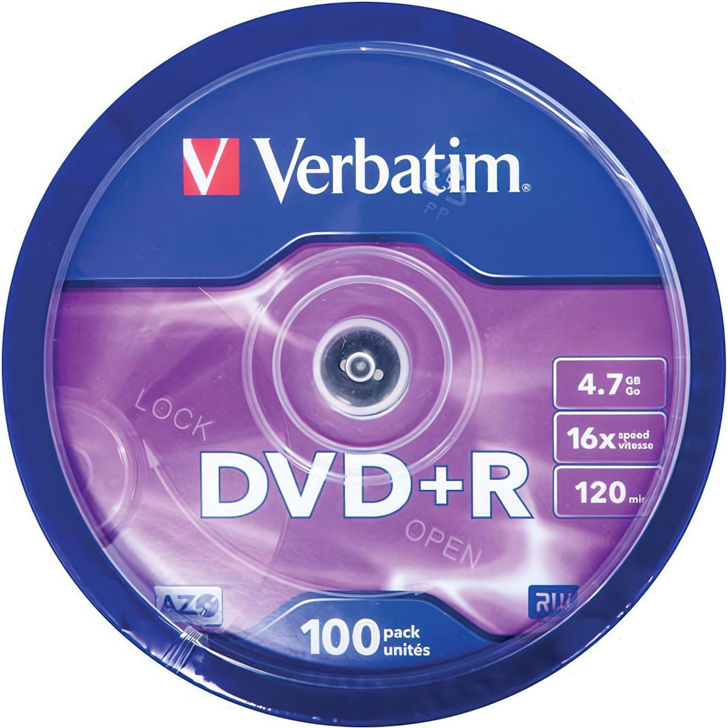 Носители информации DVD+R, 16x, Verbatim Azo Matt Silver, Cake/100, 43551 - фото 3