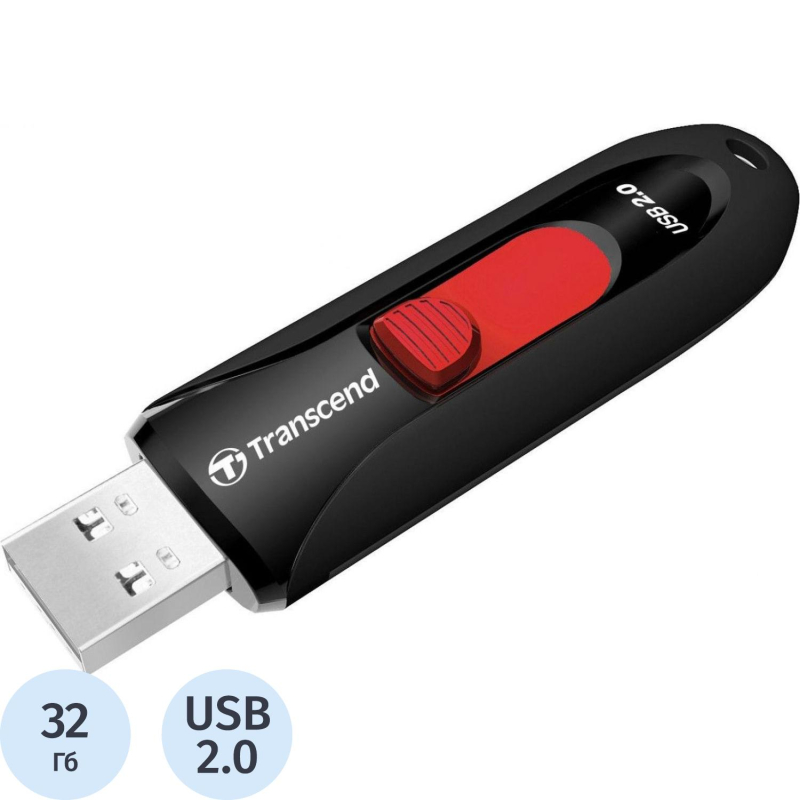 Флеш-память Transcend JetFlash 590, 32Gb, USB 2.0, ч/крас, TS32GJF590K - фото 1