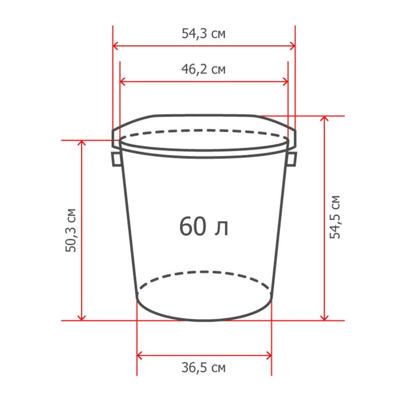 Бак для отходов 60л пластик, зеленый для пищ./непищ. прод. (до -30) - фото 3