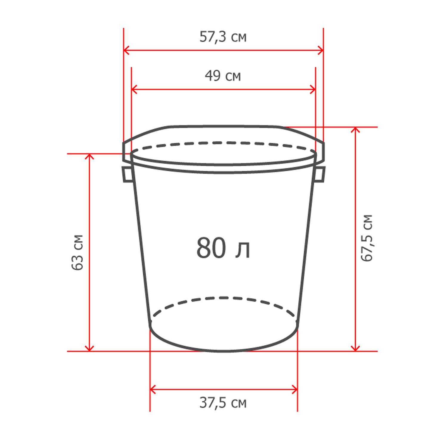 Бак для отходов 80л пластик, зеленый для пищ./непищ. прод .(до -30) - фото 3