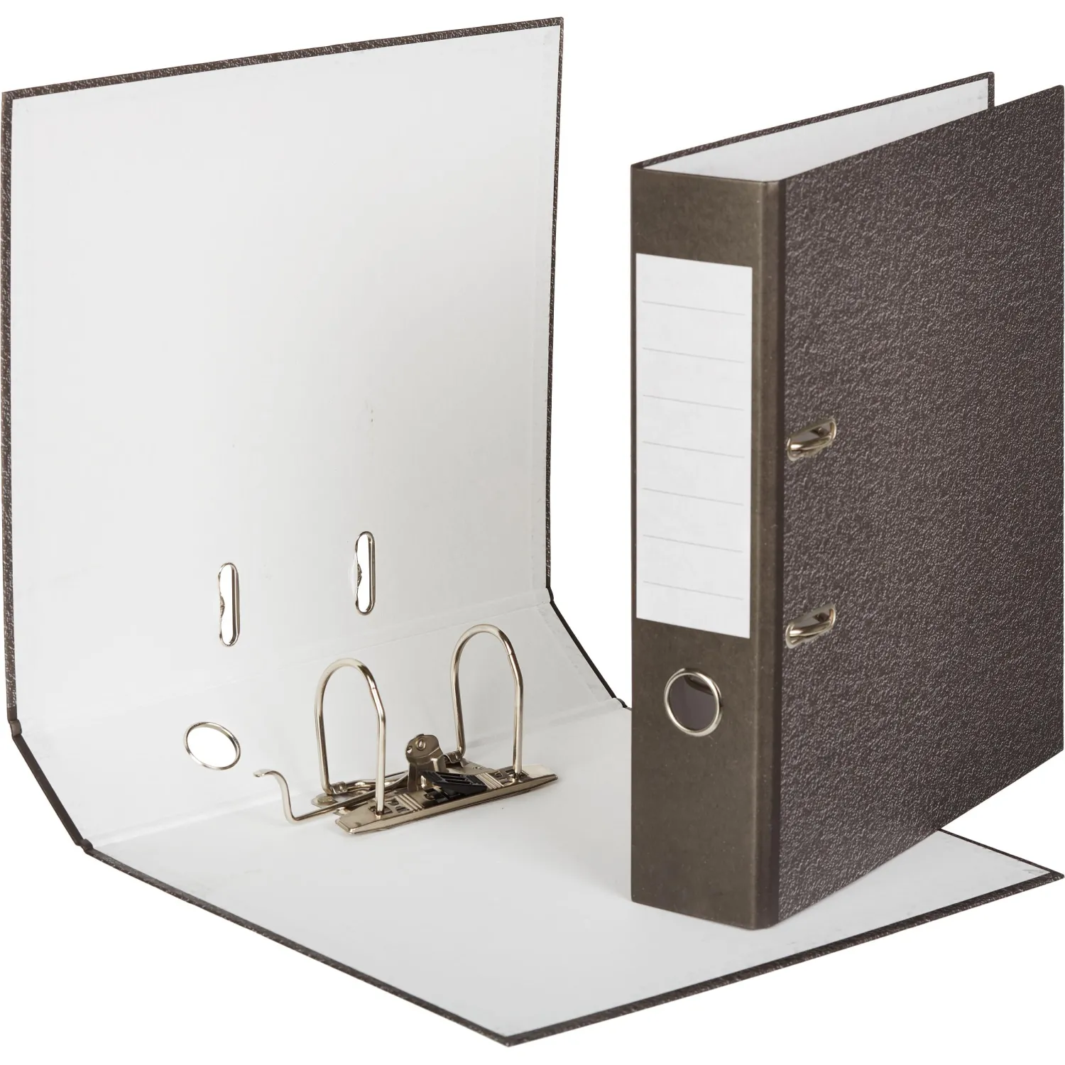 Папка-регистратор без мет.уг. 75мм,мрам ч/б,10шт,бум/бум,крам.к - фото 2