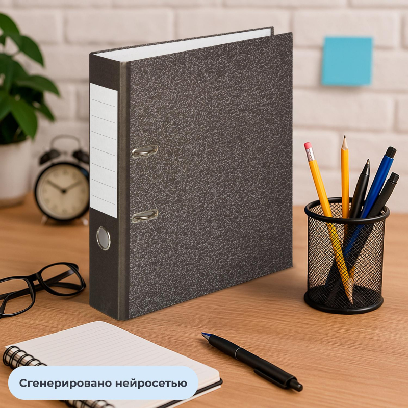 Папка-регистратор без мт.угAttacheEconomy_75мм,мрам ч/б,10шт,бум/бум,крам.к - фото 13