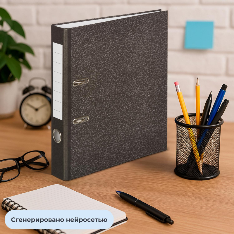 Папка-регистратор без угAttacheEconomy_50мм мрам ч/б,уп.10шт,бум/бум,крам.к - фото 12