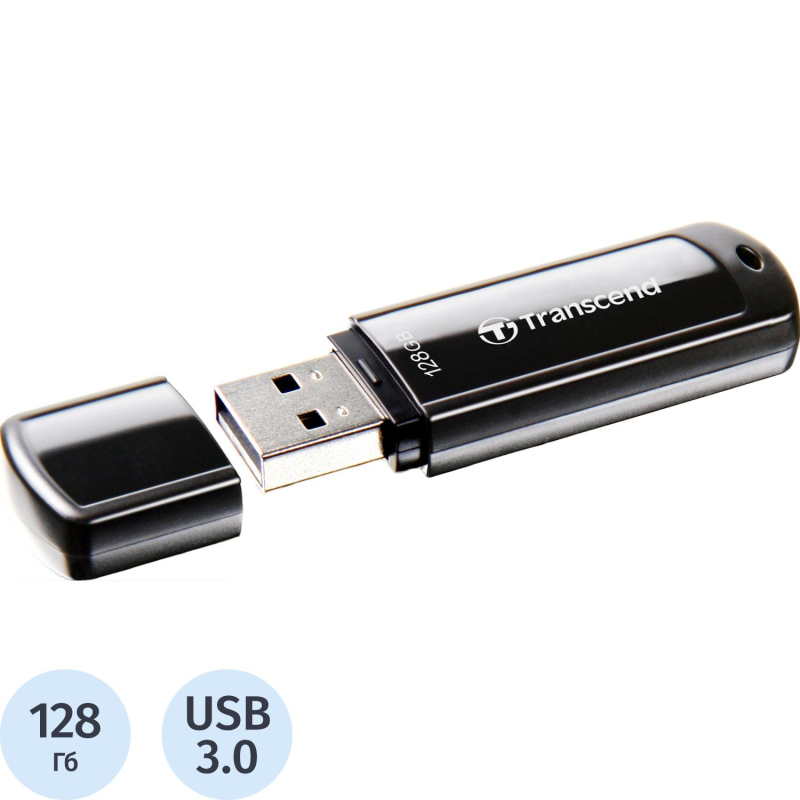 Флеш-память Transcend JetFlash 700, 128Gb, USB 3.1 G1, чер, TS128GJF700 - фото 1