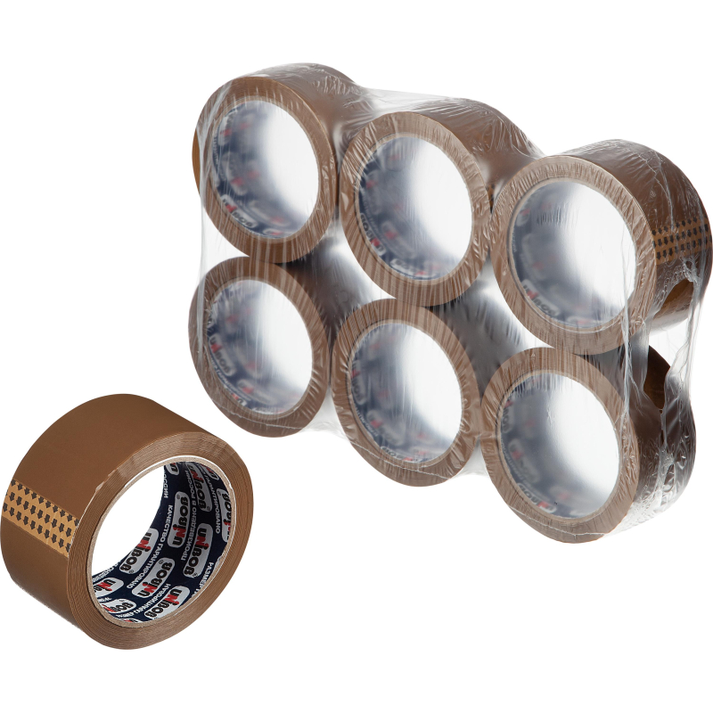 Клейкая лента упаковочная UNIBOB 700 48мм х 66м 47мкм, коричневая, 36шт/уп - фото 2