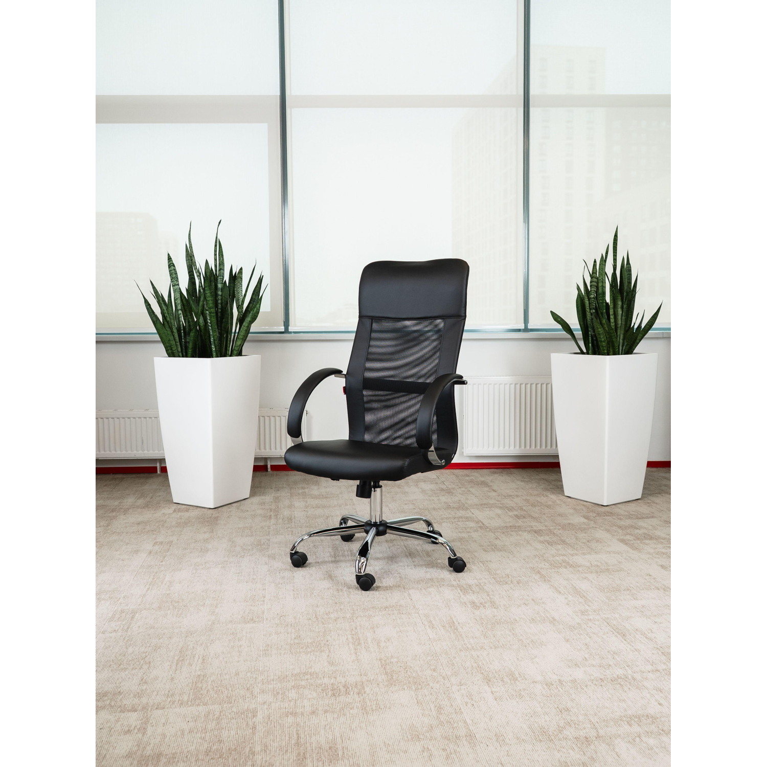 Кресло BN_Dt_EChair-575 TPU, кожзам черный, сетка черная - фото 2