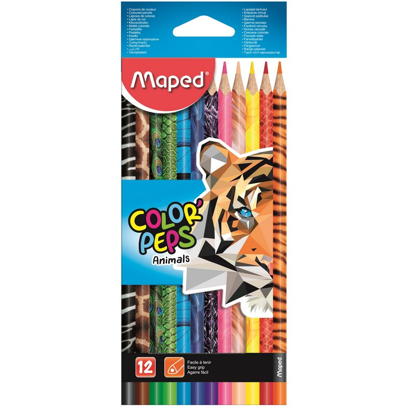 Карандаши цветные Maped COLOR&#039;PEPS ANIMALS трехгранн,дерево,12цв/наб,832212 - фото 2