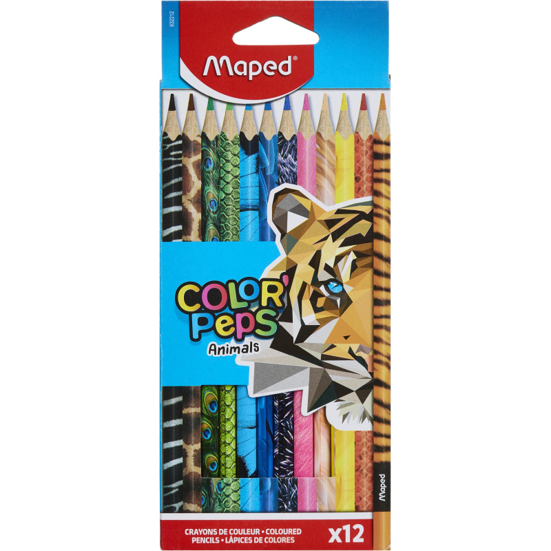 Карандаши цветные Maped COLOR&#039;PEPS ANIMALS трехгранн,дерево,12цв/наб,832212 - фото 1