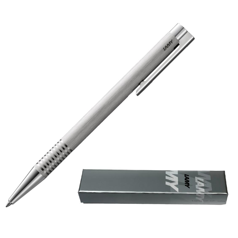 Ручка шариковая автоматическая LAMY 206 logo, Матовая сталь, M16, 4026752 - фото 1
