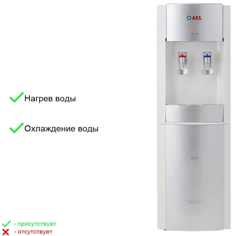 Кулер для воды AEL LD-AEL-28 white/silver напольный электронное охлаждение - фото 6