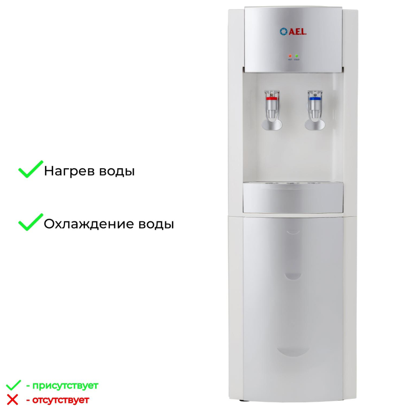 Кулер для воды AEL LD-AEL-28c white/silver напольный электронное охлажд - фото 5