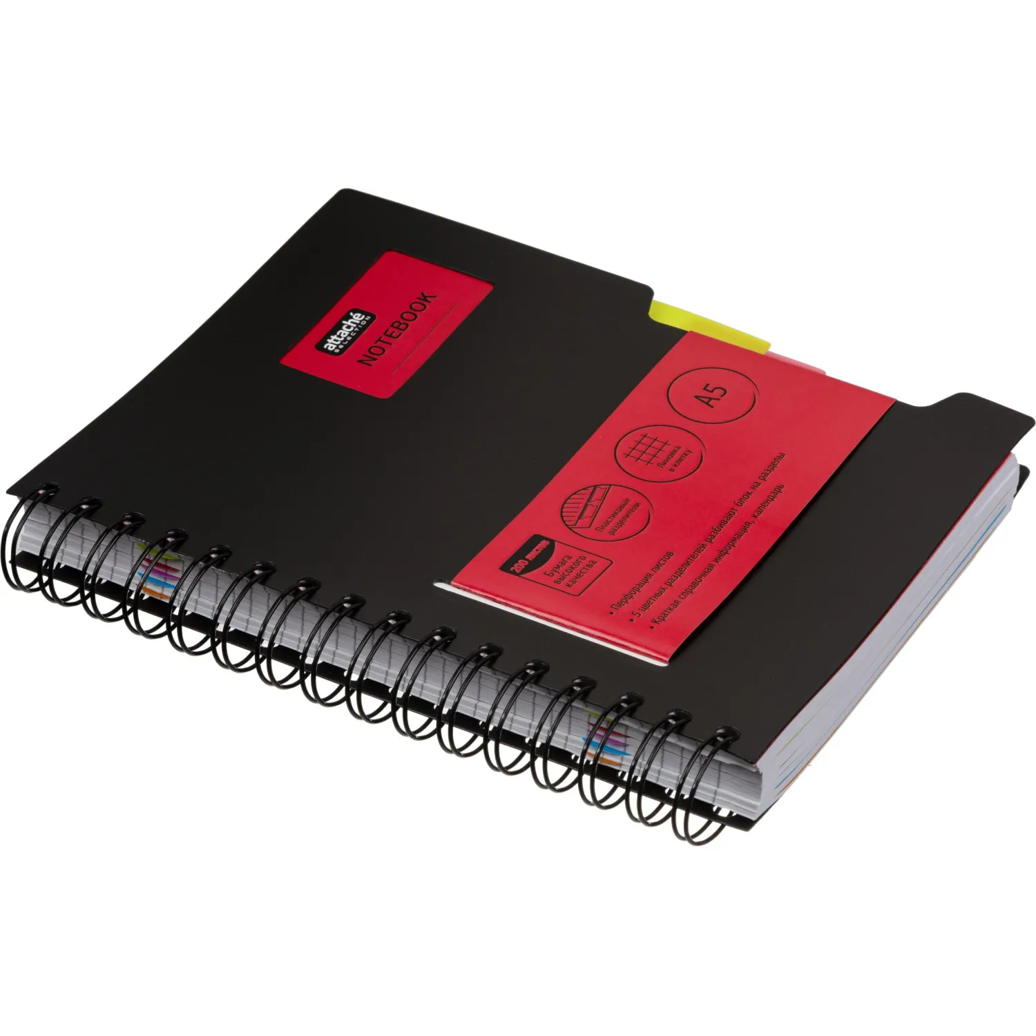 Бизнес-тетрадь А5,200л,кл,греб. Attache Selection Office book черн металлик - фото 4