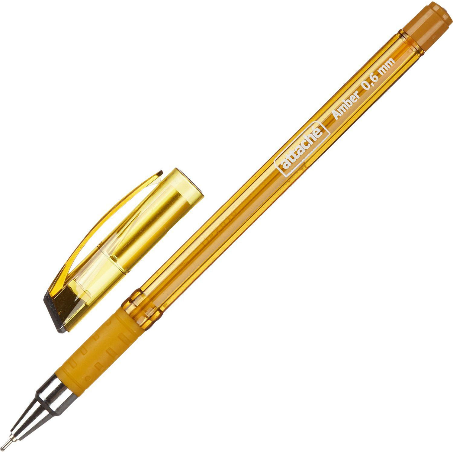 Ручка шариковая неавтомат. Attache Amber 0,6мм, с манжет, синий стерж - фото 4