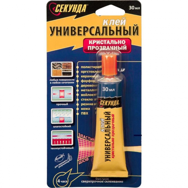 Клей универсальный СЕКУНДА 30мл, прозрачный (403-108) - фото 2