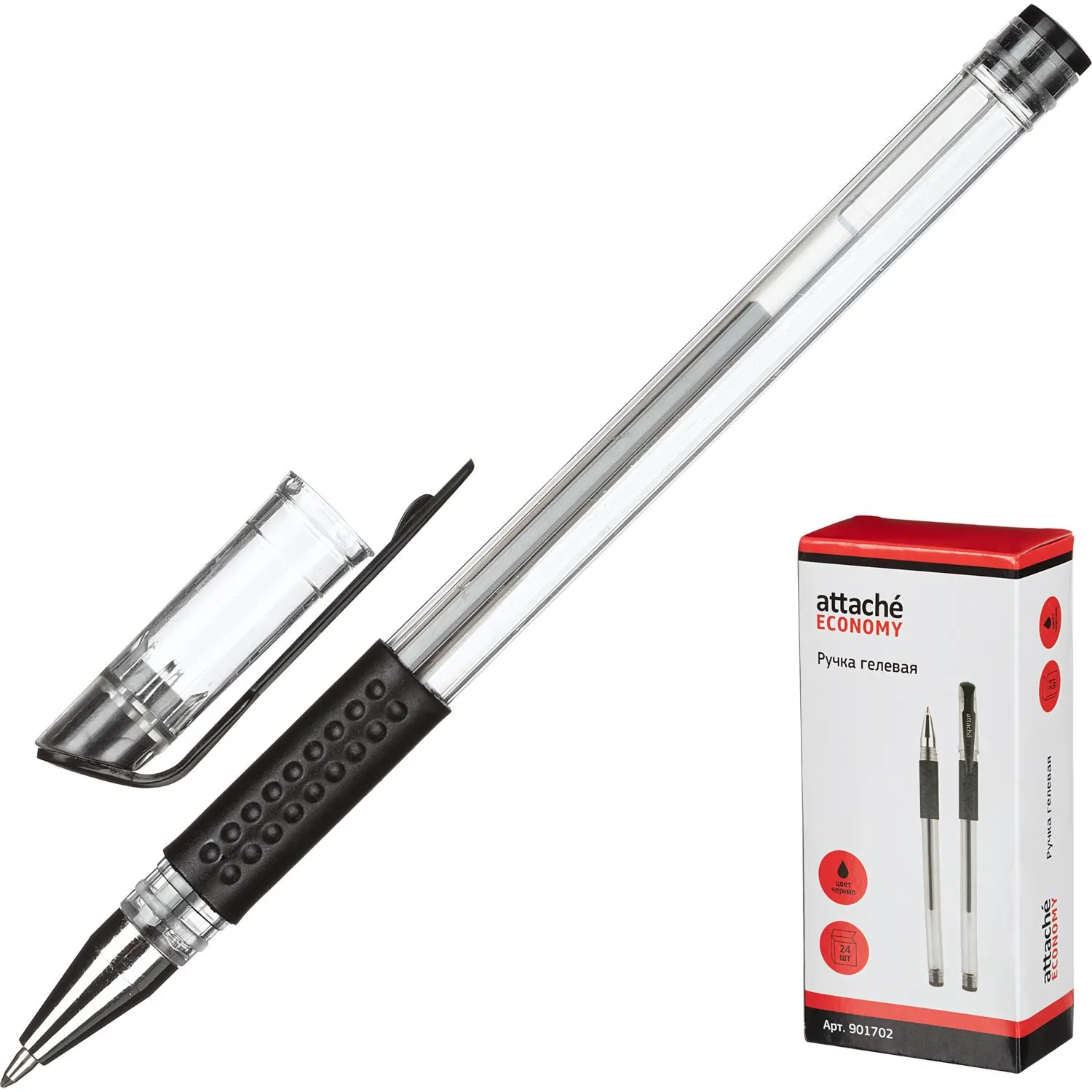 Ручка гелевая неавтомат. Attache Economy черный стерж., 0,5 мм,манж - фото 2