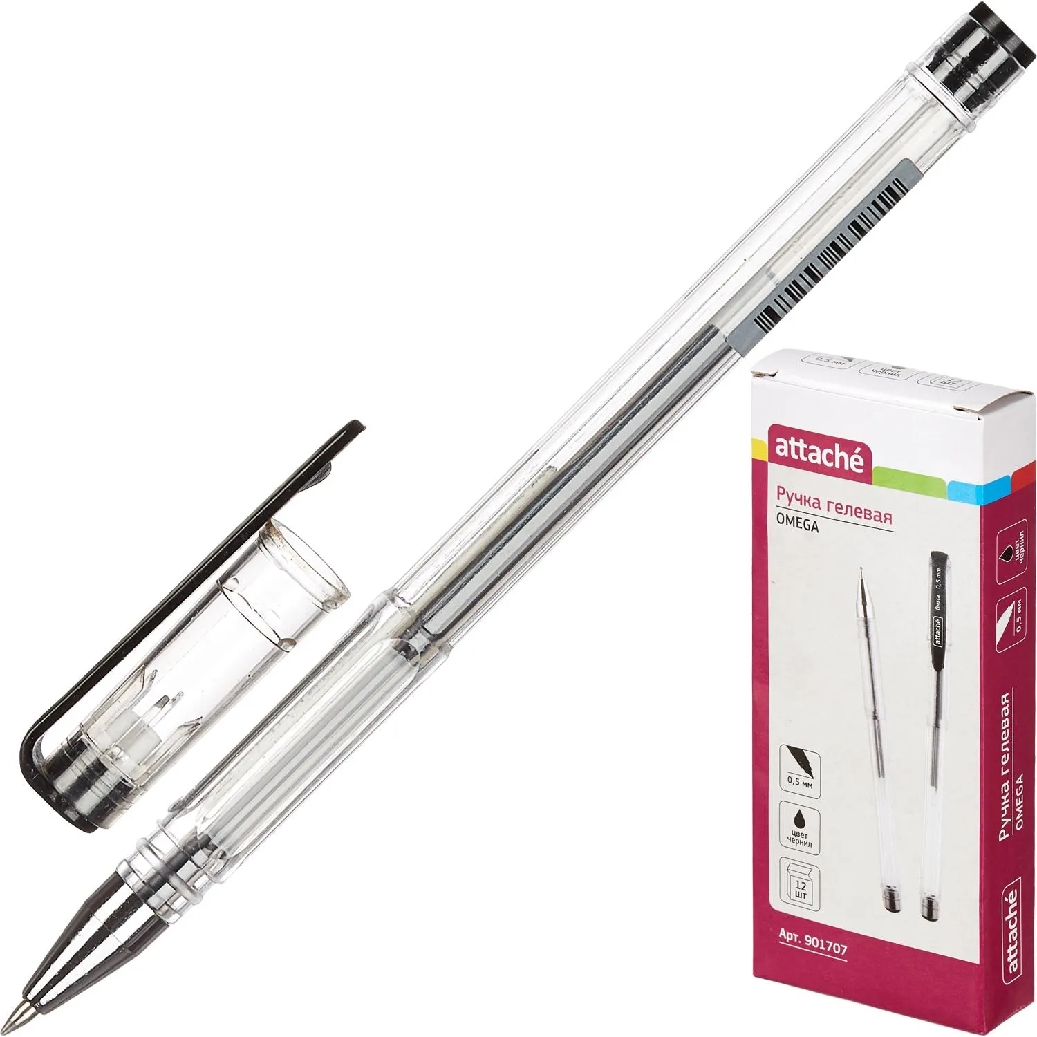 Ручка гелевая неавтомат. Attache черный стерж., 0,5мм - фото 3