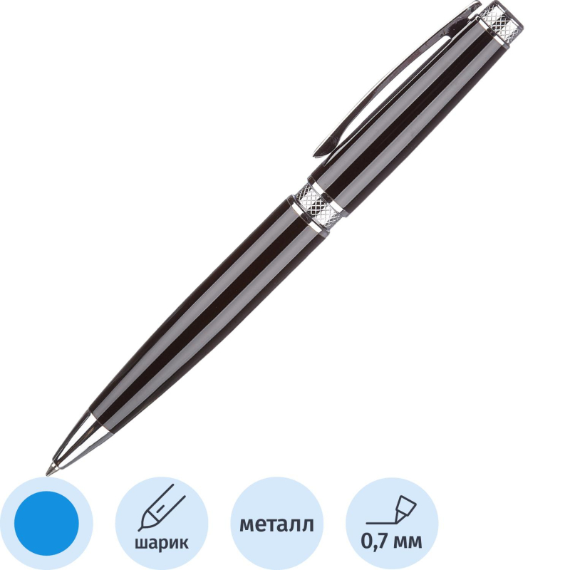 Ручка шариковая  Attache SelectionDesire,черн.корп.,пов.мех.,синий,футляр - фото 1
