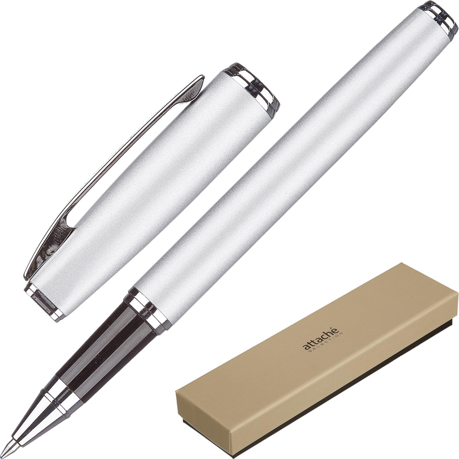 Ручка гелевая  Attache Selection Elegance,сереб.корп ,синий,футляр - фото 2