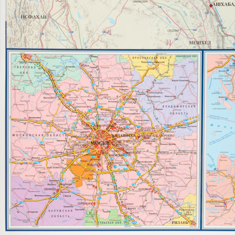 Карта настенная Автодороги РФ и сопред.госуд.полит-адм,1:3,7млн,2,33х1,58м - фото 6