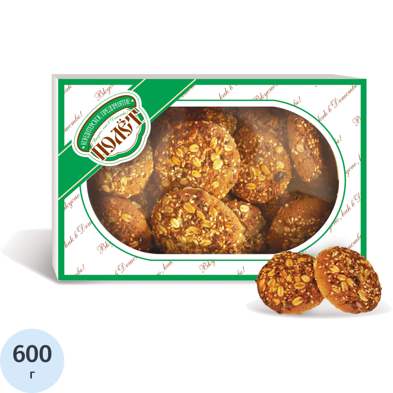 Печенье овсяной Полет пять злаков, 600г - фото 1