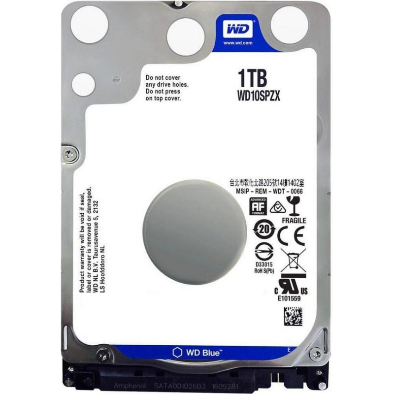 Жесткий диск Western Digital Blue 1TB, SATA, 5400rpm,128MB(WD10SPZX) - фото 1
