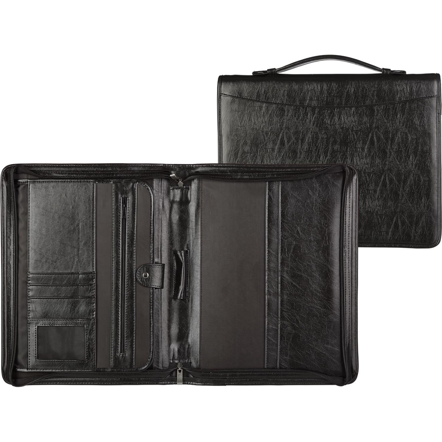 Папка деловая Алекс из искусственной кожи № 161 с ручкой черного цвета - фото 1