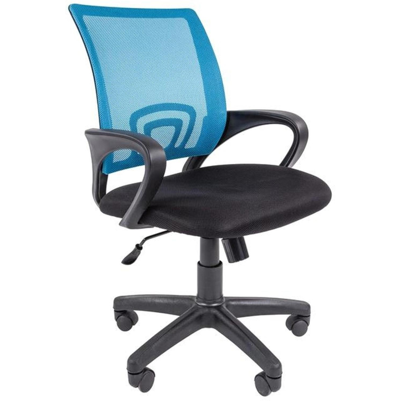 Кресло VT_EChair-304 ТС Net ткань черн/сетка голубой, пластик - фото 1
