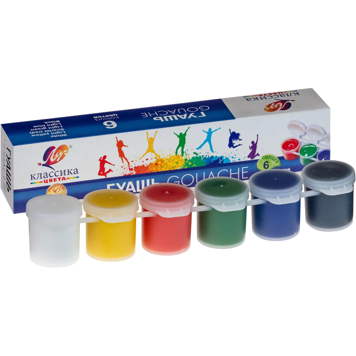 Гуашь Классика Луч 6 цв., 160 г,  блок-тара, 21С 1375-08 - фото 2