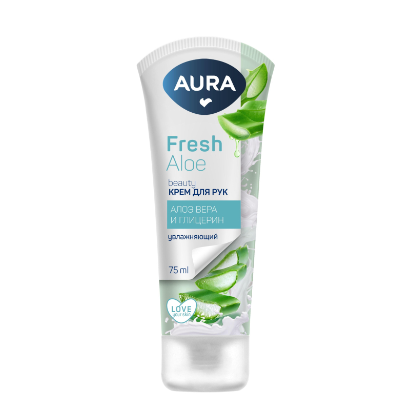 Крем для рук AURA BEAUTY увлаж. с глицерином и экстрактом алоэ 75мл КК/24 - фото 1