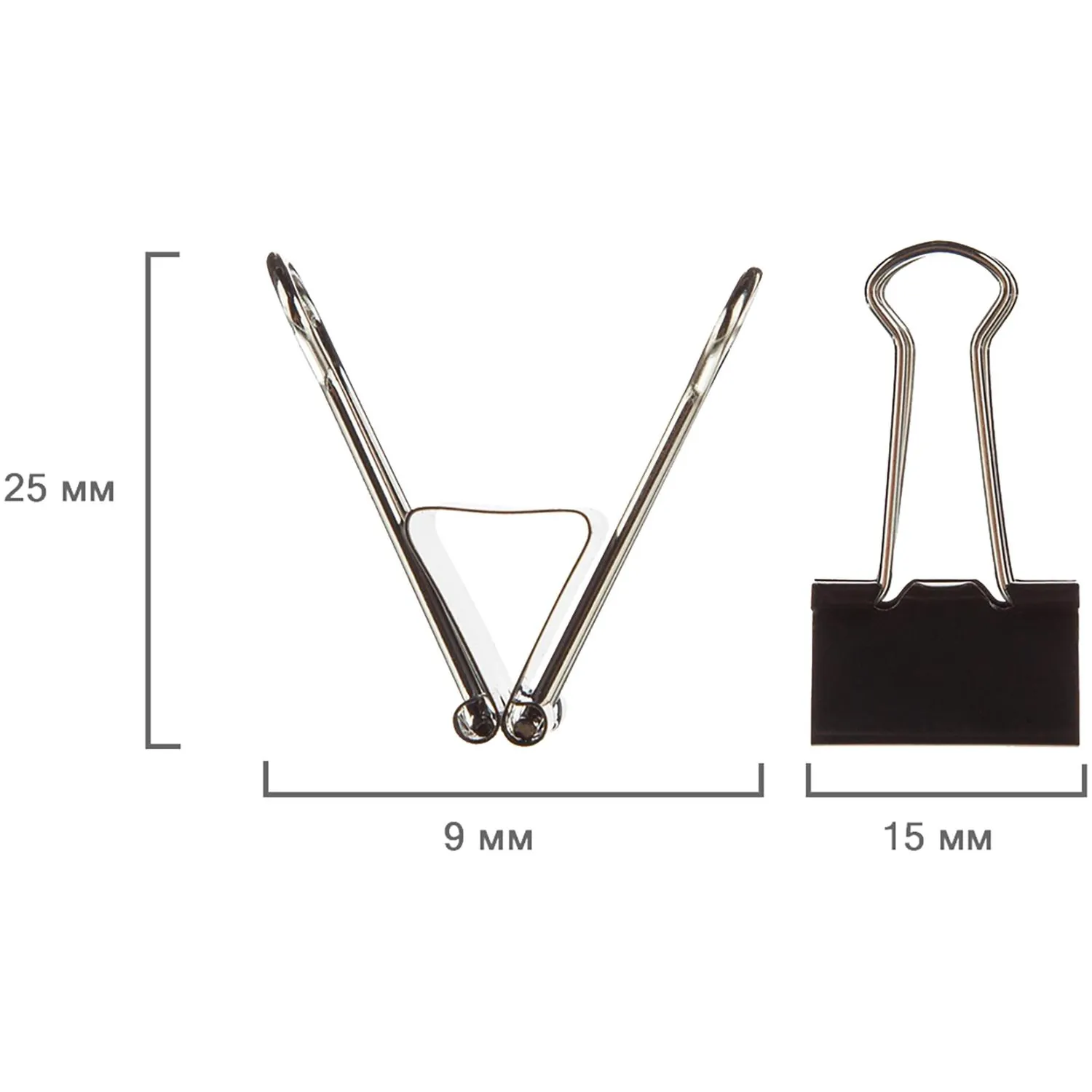 Зажимы для бумаг 15мм 12шт/уп, в карт,кор, цвет черный - фото 9