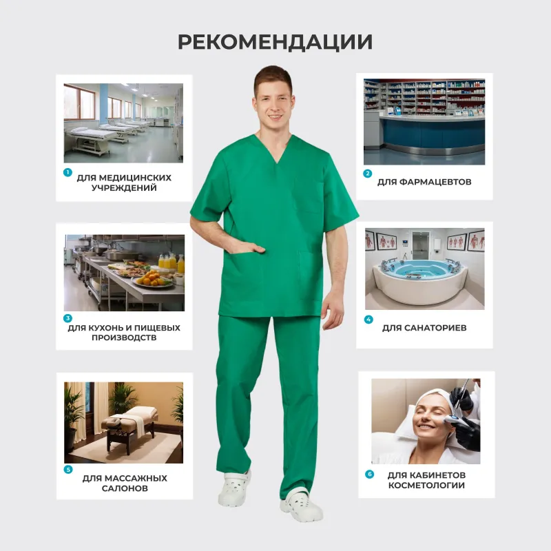 Костюм универсальный (куртка, бр) м05 зел 88-92/170-176 - фото 8