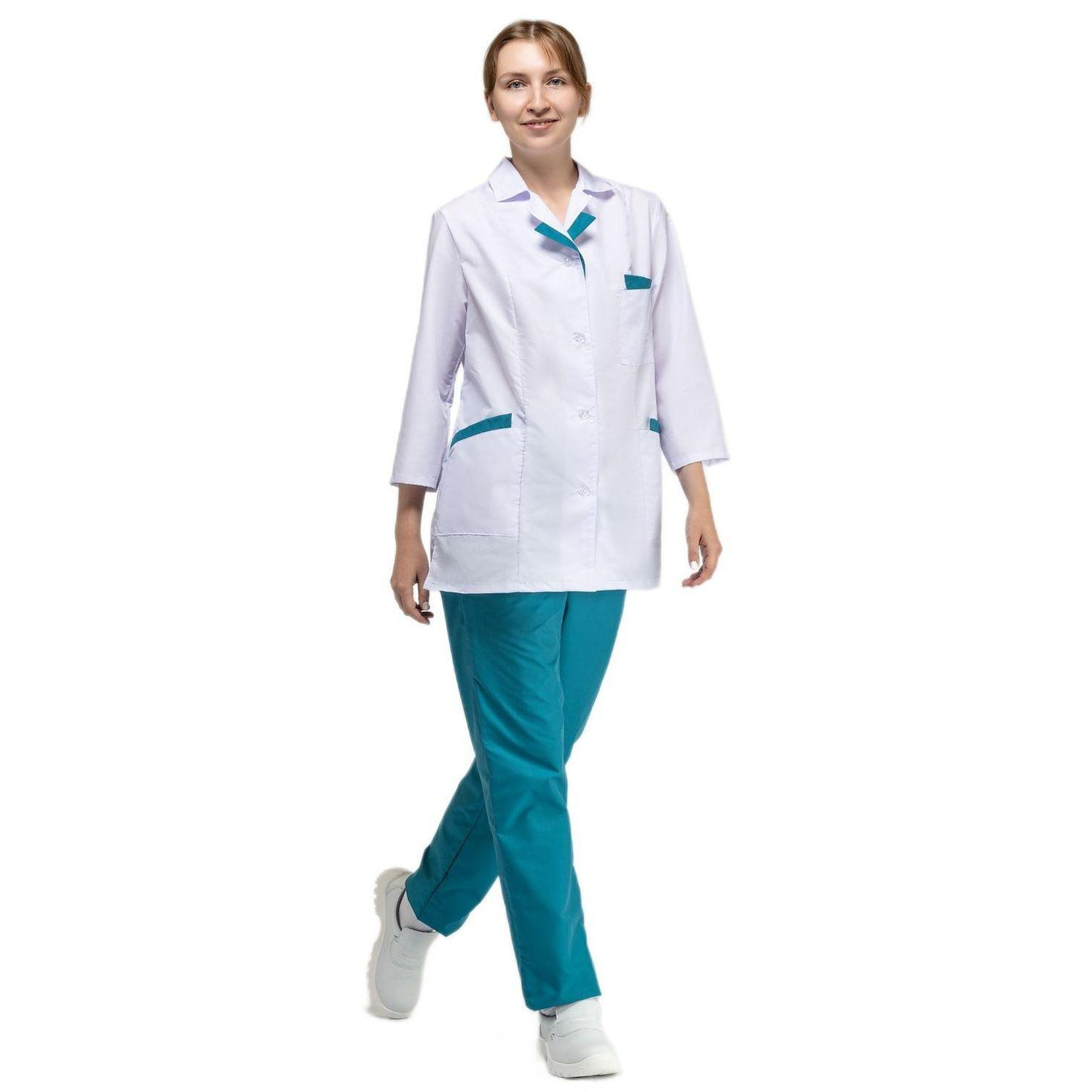Костюм жен (куртка, бр) м01 бел/бирюз 88-92/ 158-164 - фото 3