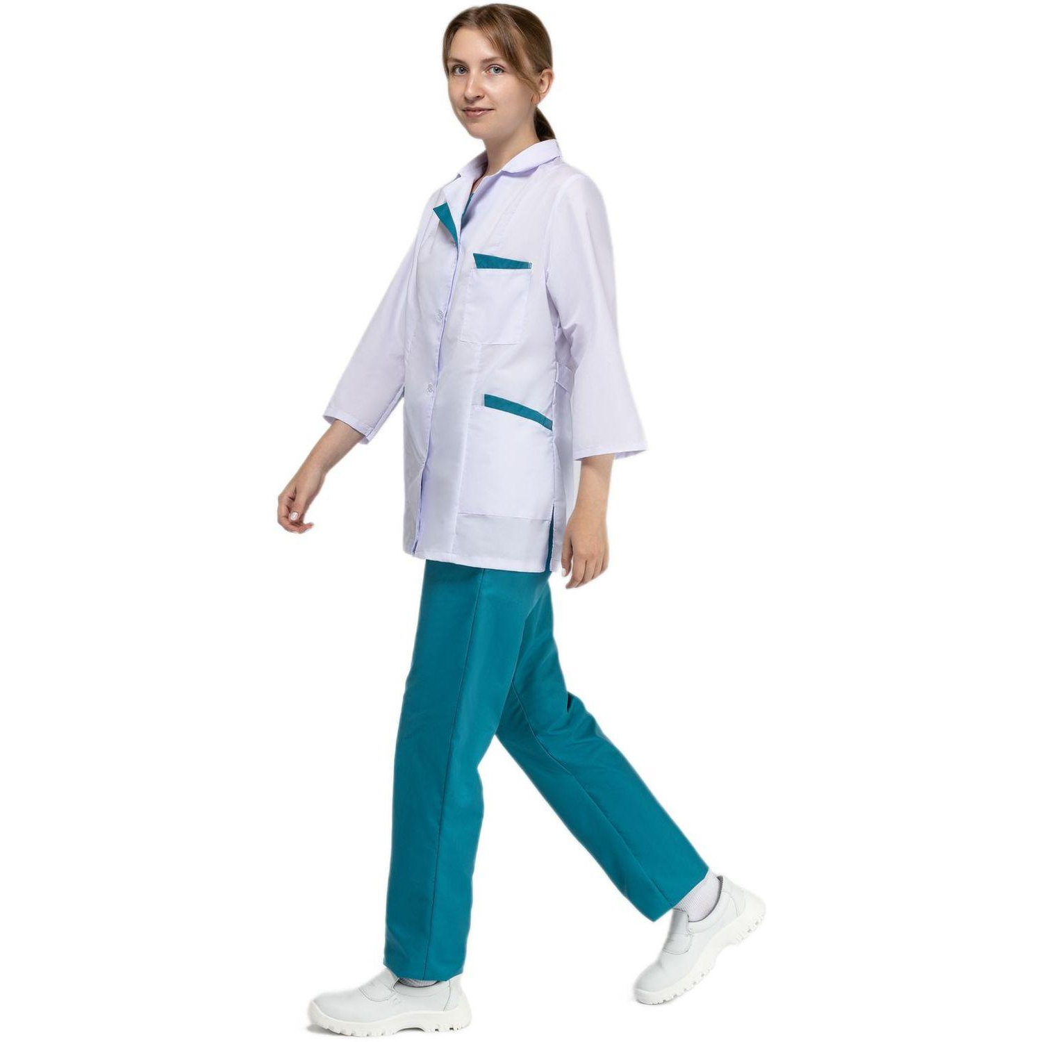 Костюм для медицинского персонала м01-КБР жен. цв.бел/бир (р.48-50) 158-164 Костюм для медицинского персонала м01-КБР жен. цв.бел/бир (р.48-50) 158-164 - фото 2