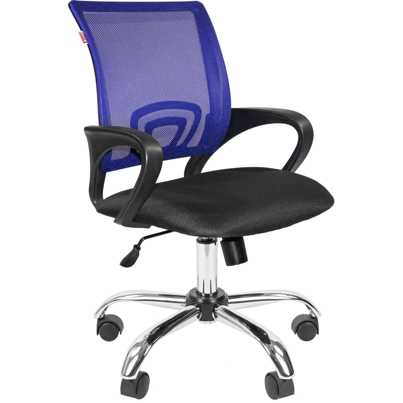 Кресло VT_EChair-304 TC Net ткань черн/сетка синий, хром - фото 1
