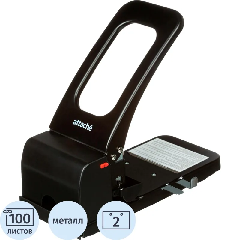 Дырокол мощный Attache до 100 листов, металлический, черный Дырокол мощный Attache до 100 листов, металлический, черный - фото 1