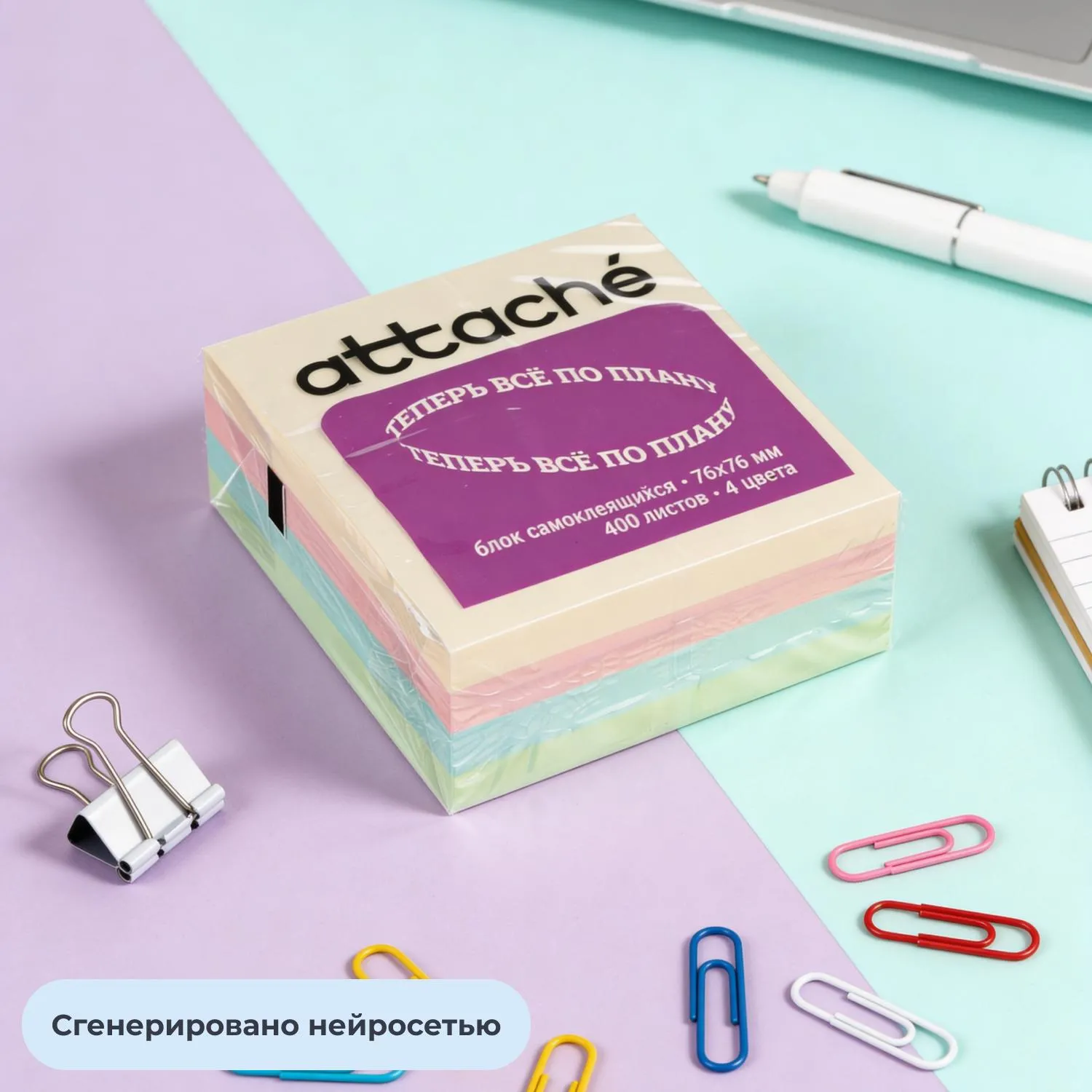 Стикеры Attache куб 76х76, пастель 4 цвета 400 л - фото 8