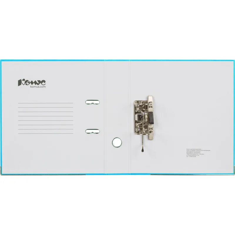 Папка-регистратор Комус Экономи 75мм бирюзовый тиффани,ПБП1,карм.кор,мет.уг - фото 5