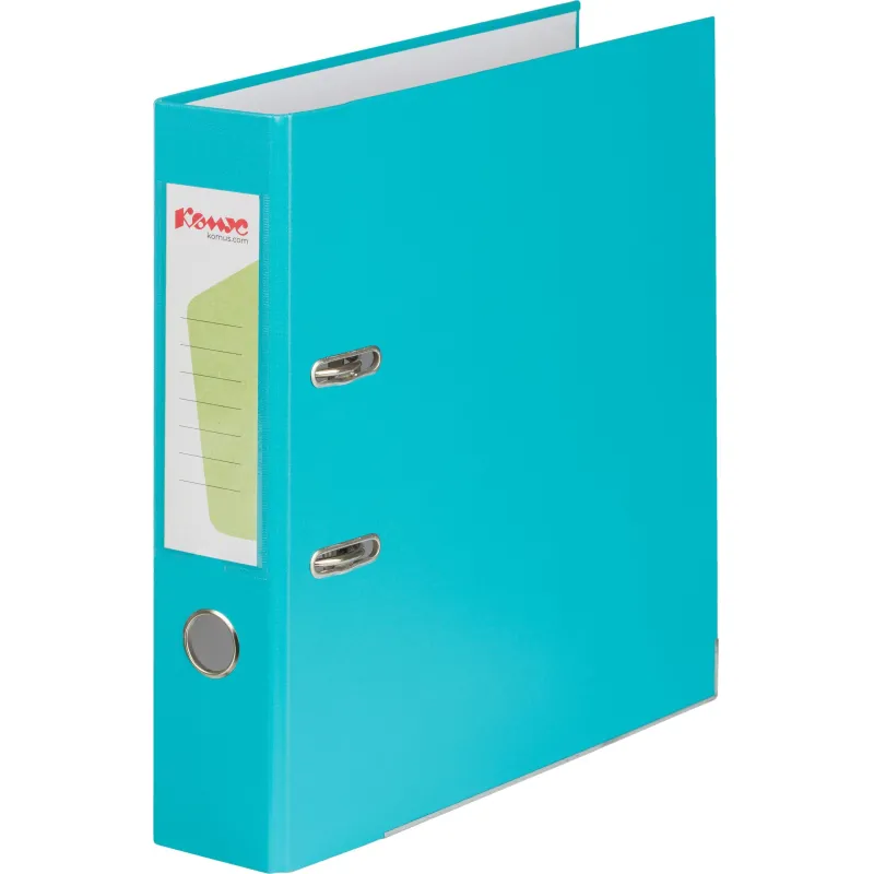 Папка-регистратор Комус Экономи 75мм бирюзовый тиффани,ПБП1,карм.кор,мет.уг - фото 7