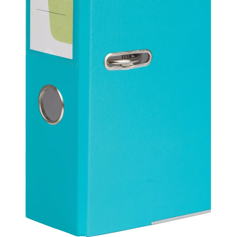 Папка-регистратор Комус Экономи 75мм бирюзовый тиффани,ПБП1,карм.кор,мет.уг - фото 8