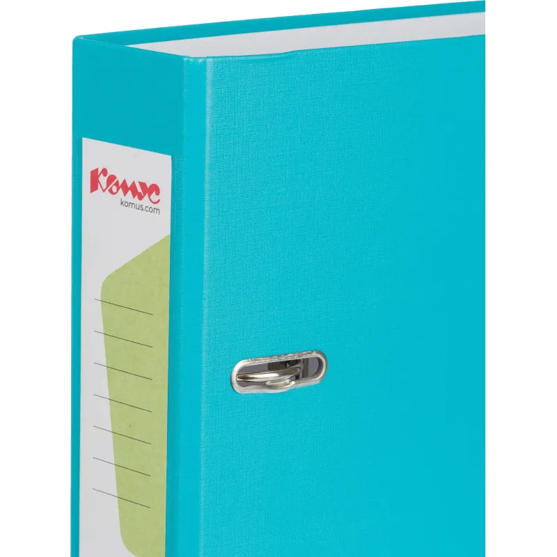 Папка-регистратор Комус Экономи 75мм бирюзовый тиффани,ПБП1,карм.кор,мет.уг - фото 9