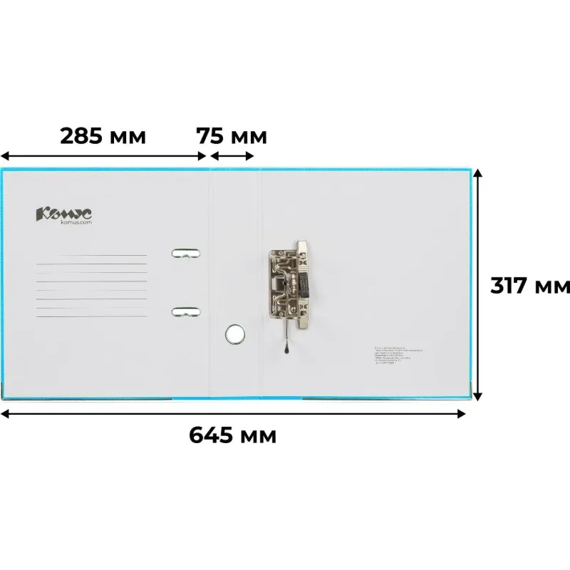 Папка-регистратор Комус Экономи 75мм бирюзовый тиффани,ПБП1,карм.кор,мет.уг - фото 10