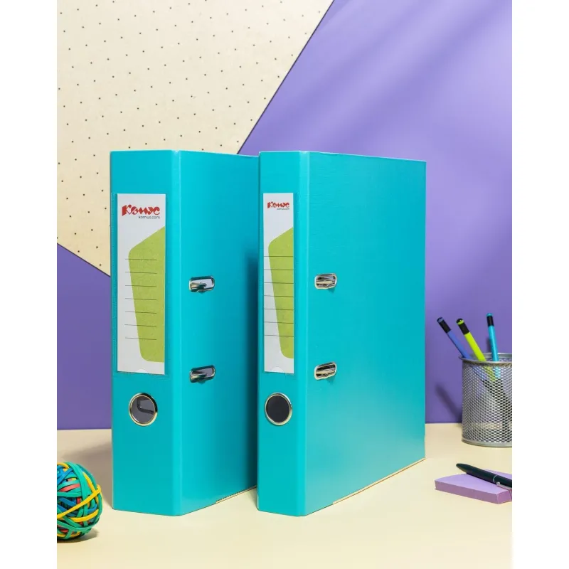 Папка-регистратор Комус Экономи 75мм бирюзовый тиффани,ПБП1,карм.кор,мет.уг - фото 13