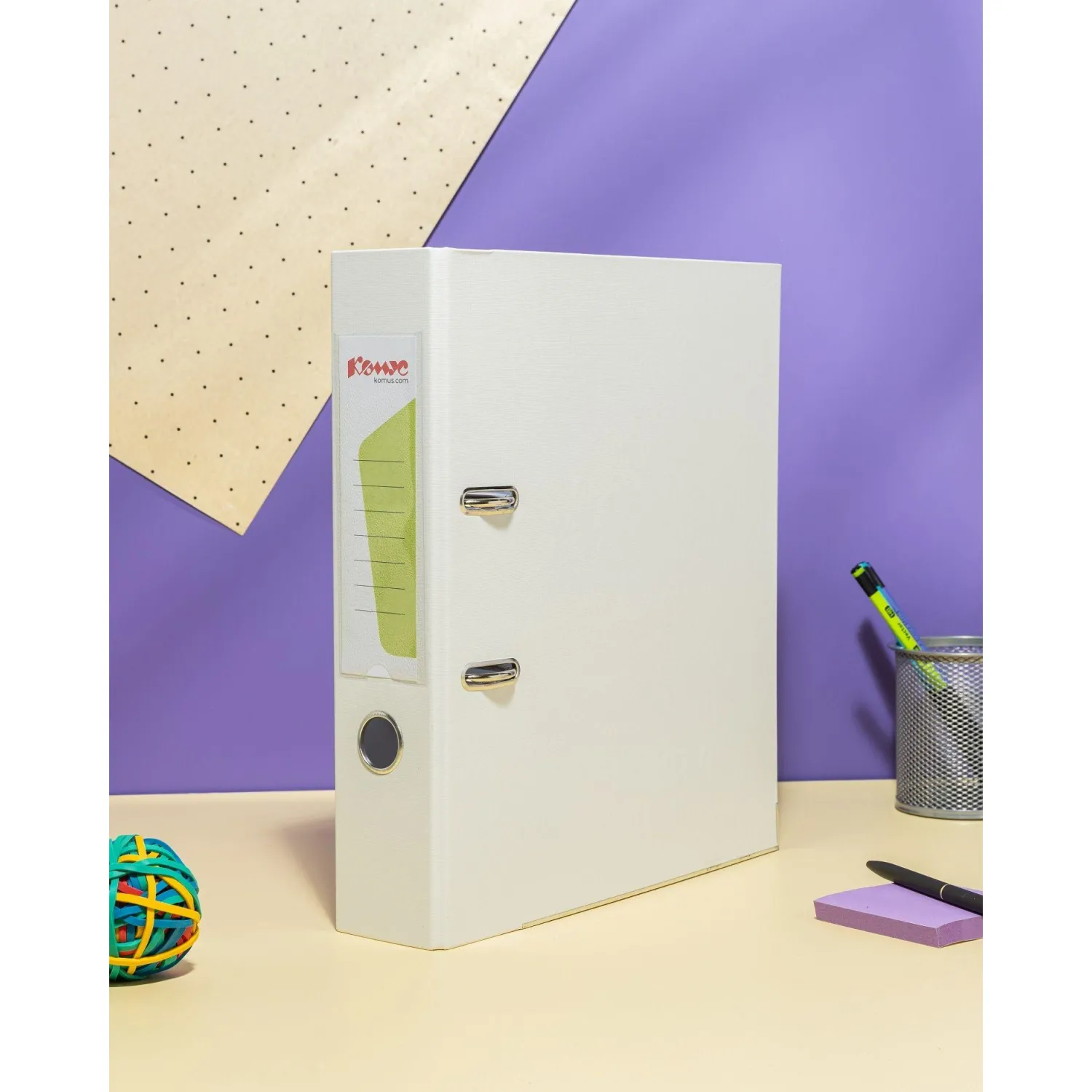 Папка-регистратор Комус Экономи 75мм белый жасмин,ПБП1,карм.кор.,мет.уг - фото 12