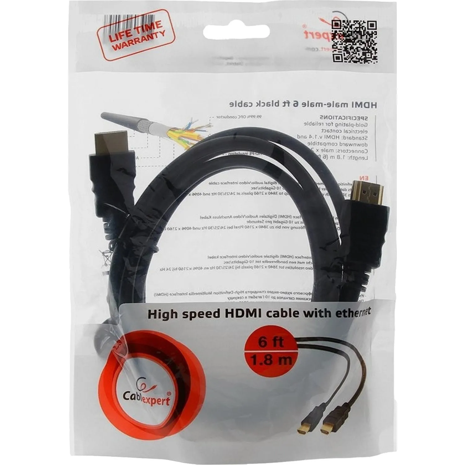 Кабель HDMI - HDMI, М/М, 1.8 м, v2.0, поз.р, экр, Cablexpert, CC-HDMI4-6 - фото 3