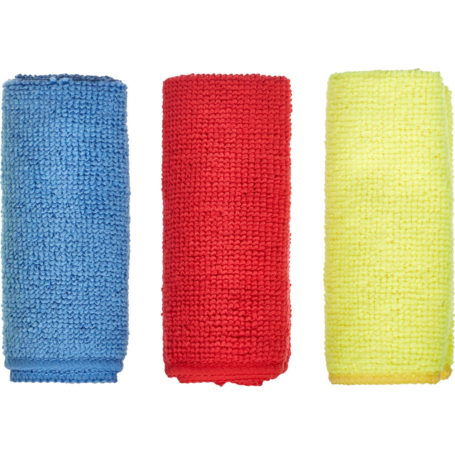 Салфетки хозяйственные Luscan микрофибра 180г 25х25см 3шт/уп син/крас/желт - фото 2