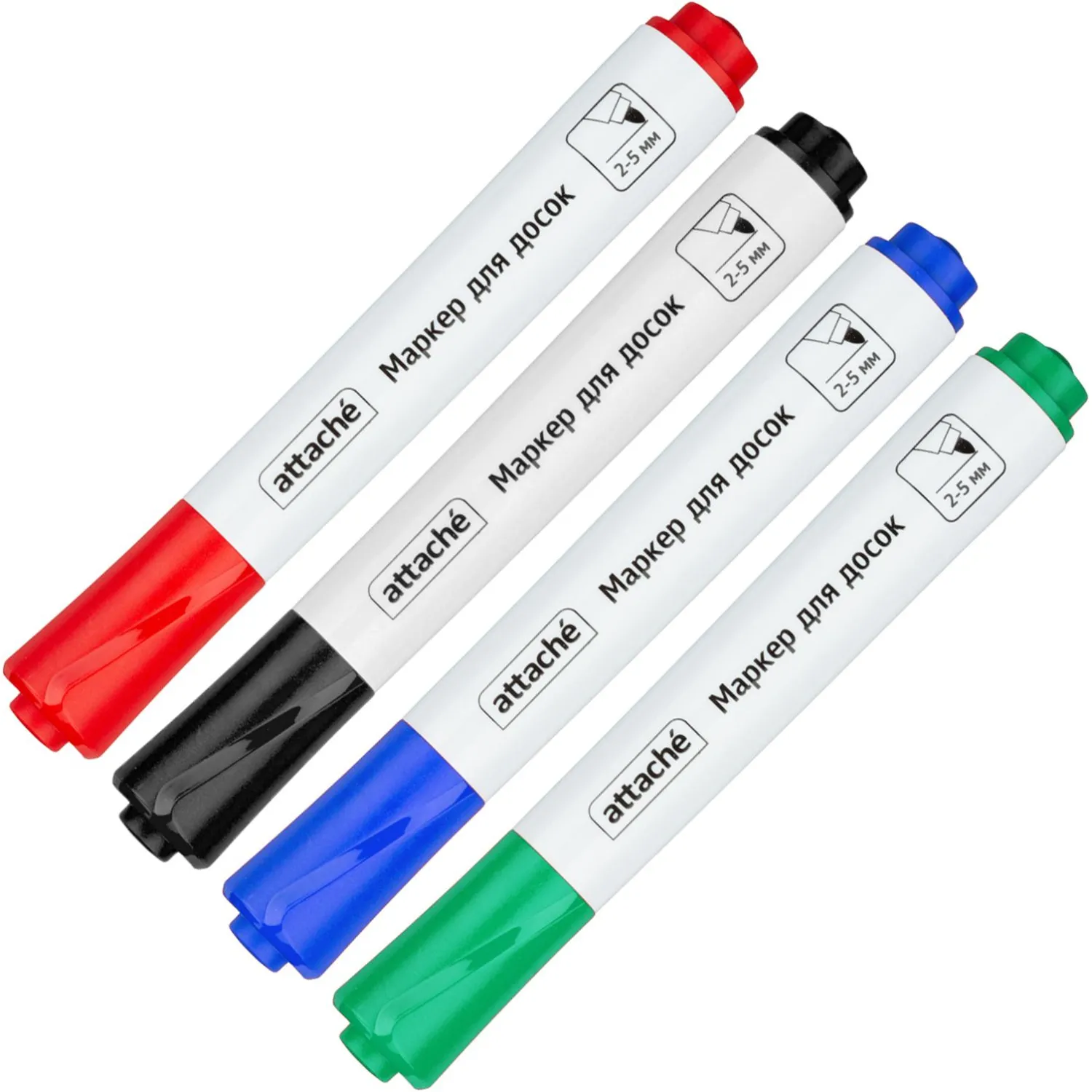 Маркер для белых досок ATTACHE мокрого стирания 4 цв. 2-5мм - фото 2