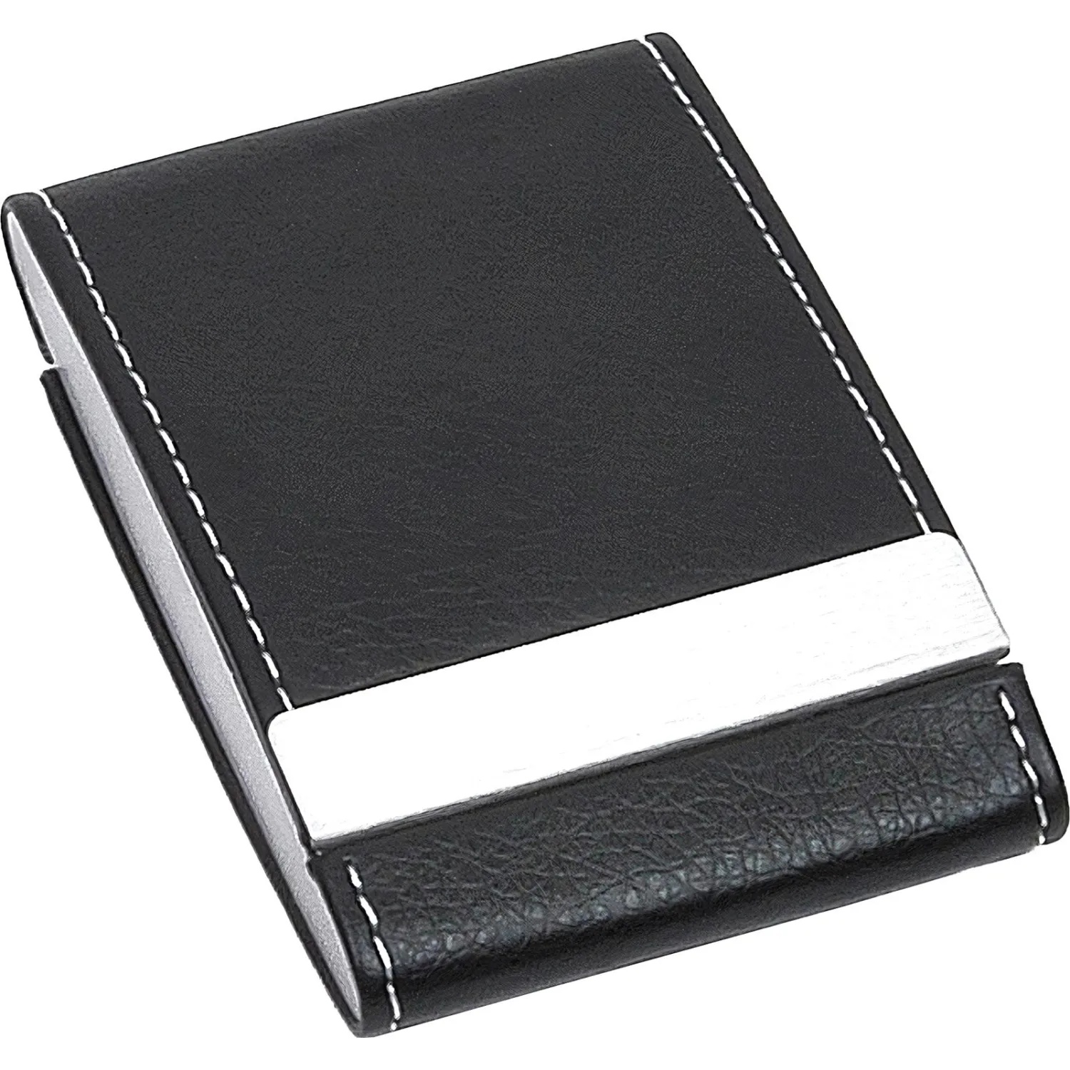 Визитница металлическая двухсторонняя (отд.искусств. кожа, 63х96 мм) 80105 - фото 1